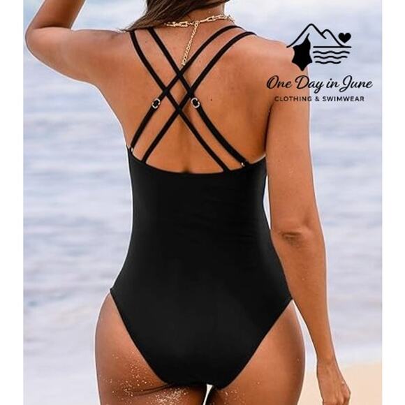 Cupshe V Neck Mesh Cutout One Piece Swimsuit Size M - Picture 2 of 7